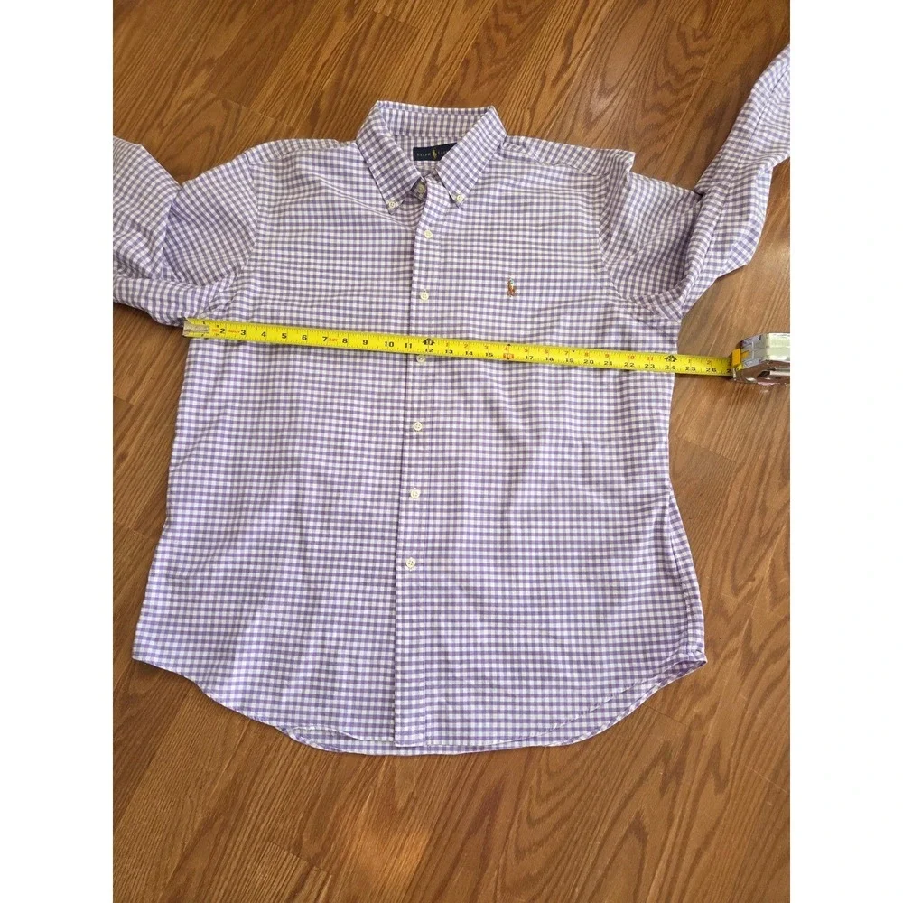 Polo Ralph Lauren Mens XL Gingham Button Down Shirt Purple White‎ Long Sleeve